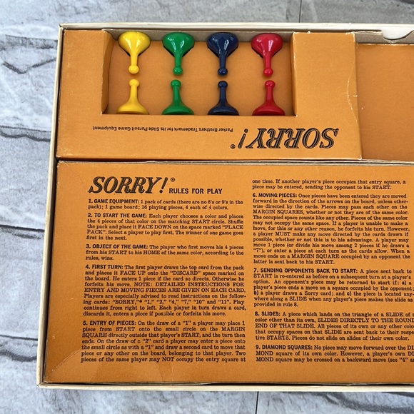 Sorry 1964 Parker Brothers Board game - Picture 5 of 10
